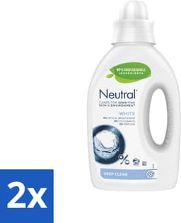 2 x Neutral Vloeibaar Wasmiddel Wit 20 Wasbeurten 1 liter - Gevoelige Huid - Wasmiddel - Wasmachine - Wasmiddel Voor Gevoelige Huid - Neutraal Wasmiddel — thumbnail 1