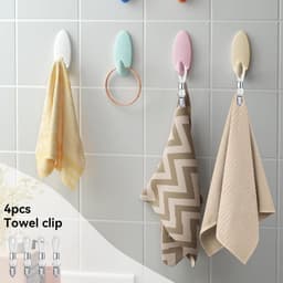 4 Stuks Handdoekklemmen Zwart - Praktische Ophanghaken voor Handdoeken en Wasgoed — thumbnail 5