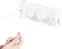 Intrekbare Waslijn - Wandwaslijn Dubbel Touw - Kleding Drogen Buiten - Anti Doorhang Systeem - 51 Meter Lengte - Wit — thumbnail 1