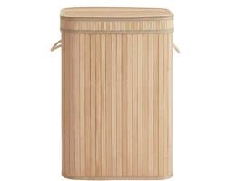 SONGMICS - Wasmand - Wasmand met Deksel - Bamboe - Uitneembare en Wasbare Waszak