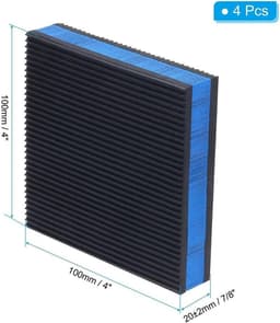 Rubber EVA trillingsdempers Set van 4 trillingsmatten voor wasmachine, airconditioning, warmtepomp, geluidsvermindering, antislippads, 100 x 100 x 22, 3 mm, geschikt voor binnen- en buitengebruik — thumbnail 2