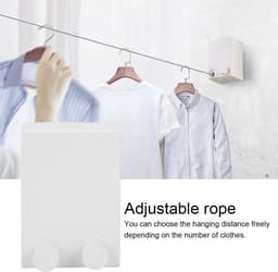 Intrekbare Waslijn - Drooglijn Binnen - Kleding Drogen - Verstelbare Lengte - 4.2m - Wit — thumbnail 2