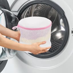Waszakken - 4 Stuks - Wasnetten - Polyester - Bescherm je Wasgoed en Wasmachine - Waszakjes met Rits - Bh Waszak - Laundry Bag - Wasnetje - Wassorteerder - Packing Cubes - Travel Organizer - Geschikt voor het wassen van 2 bh's - 16*16cm - Roze/Wit — thumbnail 2