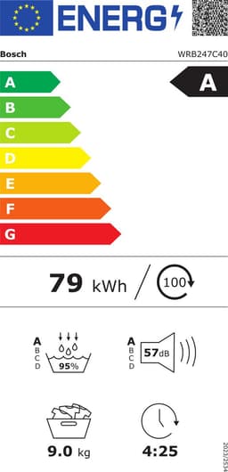 Bosch Serie 8 WRB247C40 - Vrijstaand - Voorbelading - Warmtepomp - Wit - Touch - Rechts - DE display — thumbnail 2