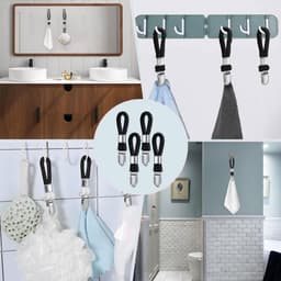 Black Towel Clips - 4pcs Hanging Tea Towels Clip - Brackets-Braided Cotton Towel Clips met Hanging Loop voor Hanging Clothes - Tea Towel/Beach Towel/Towel Clip Hooks voor Gebruik — thumbnail 5