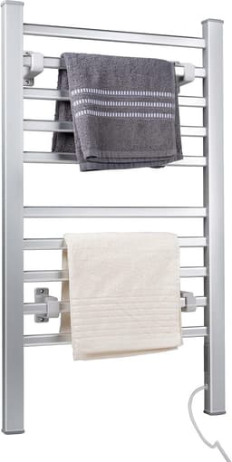Elektrische Handdoekradiator - Warm en Droog Handdoeken en Kleding in Badkamer - Wand- of Vrijstaand Droogrek - 10 Droogstangen - IP22 Drupdicht — thumbnail 1