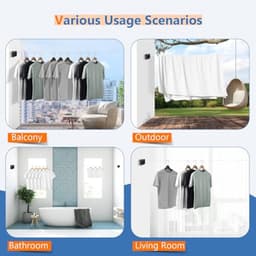 Uittrekbare waslijn 4,8 m voor balkon en badkamer – Space-saving wandmontage wasoplossing — thumbnail 5