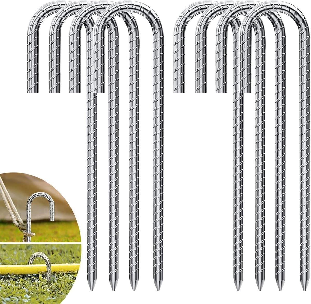 Grondanker 8 stuks - grondankers 30 cm verzinkt - J-haken - tentnagels - trampoline haken - beveiliging hek tenten - luifels - camping - trampoline - bloemenstandaard. — afbeelding 1