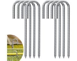 Grondanker 8 stuks - grondankers 30 cm verzinkt - J-haken - tentnagels - trampoline haken - beveiliging hek tenten - luifels - camping - trampoline - bloemenstandaard.