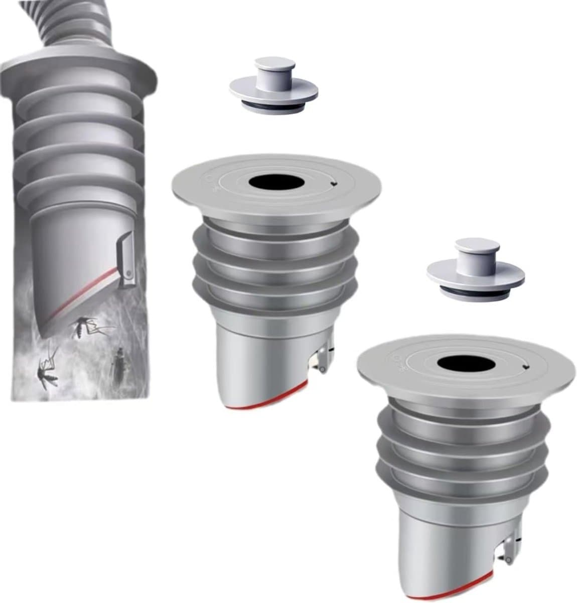 Anti-geur wasmachine stop, Universele afvoerset 45-50 mm gezalfde wasmachine slang, vloerafvoerkern, anti-geur wasmachine stop afvoerslang afdichtstop, pakking voor slang, Vloerafvoer geur Val (2 stuks) - Cyslmuk® — afbeelding 1