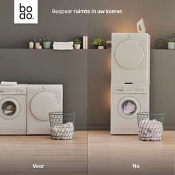 Stapelkit met Uitschuifbare Plank voor Wasmachine & Droger – Wit – Bodo — thumbnail 3