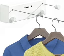 Double Pull Out Clothesline - Wall-Mounted Indoor/Outdoor Heavy Duty Stainless Steel Line 2 * 4.2m for Apartment Hotel Dorm Balcony Laundry Room Bathroom White — thumbnail 1