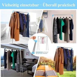 - Inklapbaar Wasrek van Roestvrij Staal | Verstelbaar van 34 tot 70 cm | Met 4 Klapbeugels, 4 Wasknijpers en Draagtas | Draagbaar Wasrek voor Camping, Balkon en Hotel | Blauw | Opvouwbaar en Draagbaar — thumbnail 5