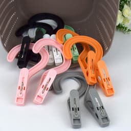 Kledinghangerklemmen - 12 stuks - ruimtebesparende hangers - hangers met clips - antislip - kledingorganizer - wasknijpers van kunststof - draagbare antislip kunststof hangerklemmen - voor kleding, gordijnen, badhanddoeken — thumbnail 2