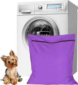 Waszakken voor huisdieren - Waszakken van twill polyester - Grote waszakken met rits - Voorkomt dat waszakken verstopt raken door dierenhaar - wasmachine, 70 x 80 cm，waszak voor huisdieren voor honden, katten en konijnen (paars)- L — thumbnail 1