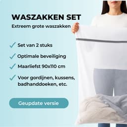 RENALUX Waszak Groot - Wasnet Groot - Set van 2 Stuks - 90cm x 110cm - Waszak Wasmachine - Wit — thumbnail 2