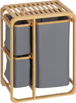 HOMCOM - Wasmand - Bamboe - Polyester - 50x32x69,7 cm - Natuur - Grijs — thumbnail 1