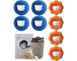 8 stuks dierenhaarverwijderaar wasmachine - pluisballen voor wasmachine - pluisverwijderaar - haarvanger - wasballen tegen dierenharen - pluisvanger voor kleding en beddengoed (meerkleurig)