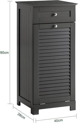 Waskast met Waszak - Wasverzamelaar - Wasmand - Flexibele opslag - Accessoirelade - Inclusief gekleurde handgrepen - Donkergrijs - 40 cm x 90 cm x 38 cm — thumbnail 2