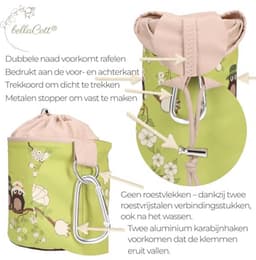 Draagbare Wasknijperzak Uil Design - Katoenen Opbergzak voor Huishouden en Tuin — thumbnail 4