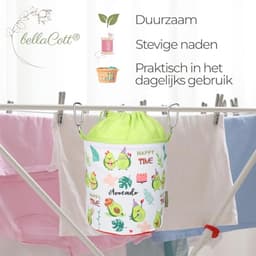 Draagbare wasknijperzak met karabijnhaken en trekkoordsluiting - Avocado design — thumbnail 2