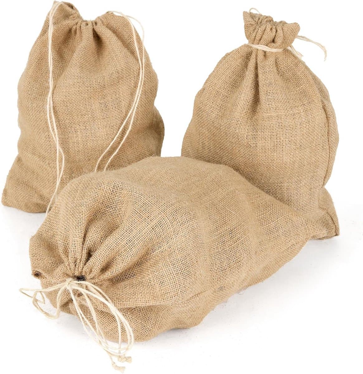 Jute Opbergzakken Set van 3 met Trekkoord - 36 x 30 cm - Ideaal voor Aardappelen, Oogst en Noten — afbeelding 1