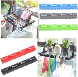 5 Stuks Sokkendroger - Sokkenhangers - Draagbare Washaken - 32 X 5cm - Ruimtebesparend - Antislip - Droogrekaccessoire - Kledinghanger - Plastic Kledinghanger - Geschikt Voor Ondergoed, Sokken, Sjaals, Dassen - Grijs, Rood, Blauw, Groen, Zwart — thumbnail 5
