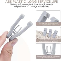 20 stuks - Gevlokte kledinghangerclips - Plastic babykledinghangerclips - Slanke vingerclips - Broekhangerclips - Geschikt voor kledinghangers - 5,5 * 2,5 * 2 cm - Grijs — thumbnail 4