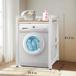 Wasmachinekast met droogkast en verstelbare rekken - Draagvermogen 300 kg - Voor badkamer, keuken, balkon en wasruimte — thumbnail 4