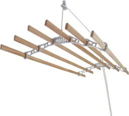 Droogrek plafond ophangbaar 240 cm - ruimtebesparend met katrol systeem — thumbnail 1