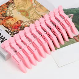 12x Grote Roze Krokodillenklemmen Haarclips voor Knippen en Stylen — thumbnail 5