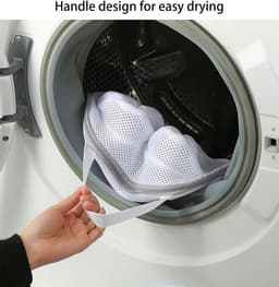 2 stuks waszakken voor bh's - Hoogwaardige, opvouwbare waszak met ritssluiting - Waszak van mesh voor ondergoed - Waszak voor de wasmachine - 30*21*5 cm - Voor thuisgebruik, voor het wassen en beschermen van ondergoed en bh's - Grijs-wit, blauw-wit — thumbnail 3