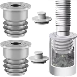 2 stuks - 45-50 mm - slangafdichtingen - met geurwerende dop - grijs - afvoerslang - geurwerend - afdichting - geurwerend - rioolslangafdichting - voor keuken - badkamer — thumbnail 1