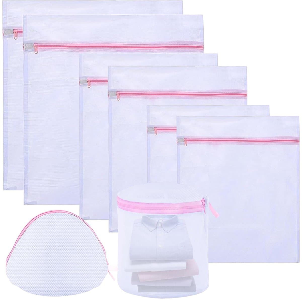 IMPERATORIS® Waszakjes voor Wasmachine - Bescherming voor Fijne Was en Schoenen - Mesh Wasnet met Rits - Voorkomt Slijtage - Set van 8 - Rose - ‎60×60cm, 40×50cm, 30×40cm, 15×17cm, 22×33cm — afbeelding 1