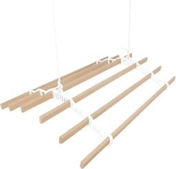 Plafond Kledingdroger met Katrol 6 Latten 0.9m Wit - Ruimtebesparend en Duurzaam Droogrek — thumbnail 3