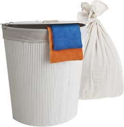 Wasmand opvouwbaar - 80 liter - met waszak - hoekmodel - wit — thumbnail 1