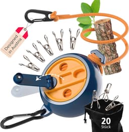 Uitschuifbare Waslijn 10 m - Handzwengel voor Snel Oprollen - 50 kg Draagkracht - Nylon Drooglijn voor Camping en Balkon — thumbnail 1