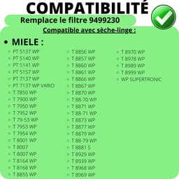 Filter voor wasdroger Miele vervangingsfilter 9499230 [Set 2] Miele WP SUPERTRONIC / PT7137 WP / T8969 — thumbnail 5