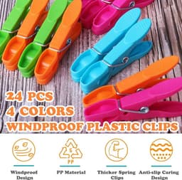 24-pack wasknijpers - Wasknijpers voor binnen - wasknijpers - Multifunctionele wasknijpers - Kunststof - Veelkleurig — thumbnail 2