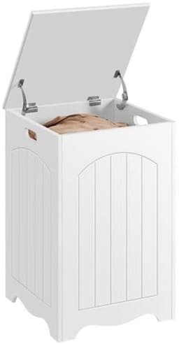 Wasmand met deksel - Wasopberger - Kleding sorteren - Veiligheidscharnieren - 96 liter - Wit — thumbnail 1
