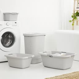 Wastobbe 50L met 4 handgrepen - Kunststof, BPA-vrij, Grijs — thumbnail 4