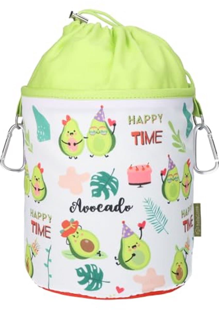 Draagbare wasknijperzak met karabijnhaken en trekkoordsluiting - Avocado design — afbeelding 1