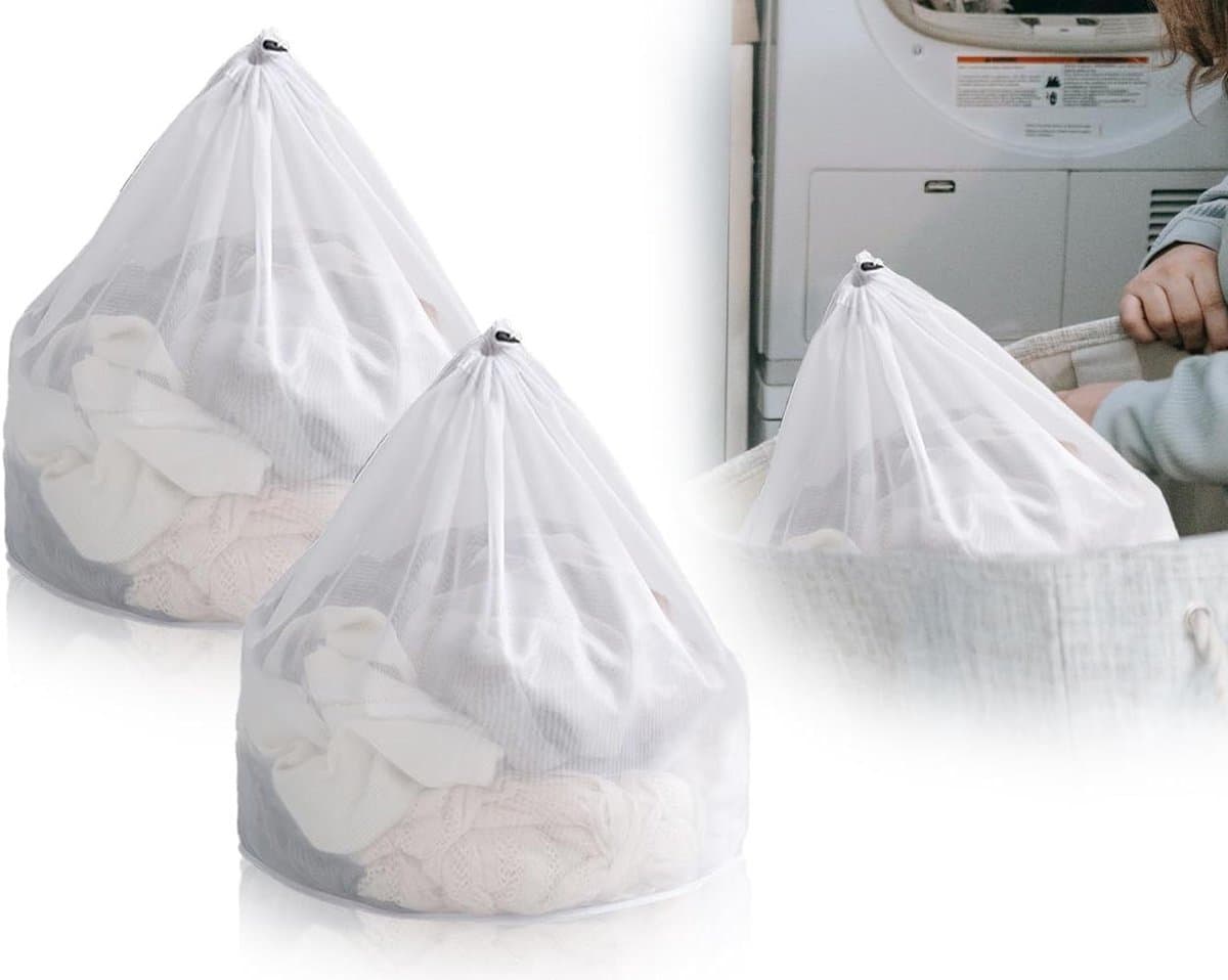 Cosensi - Herbruikbaar Wasnet 2 stuks 50 x 60 cm voor Wasmachine met Koordstopper — afbeelding 1