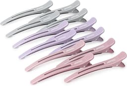 12-delige Haarklemmen voor Styling, Geen Crease Donsvoorklemmen met Siliconen Band, Professionele Klemmen voor Haarsectie en Kappen — thumbnail 1
