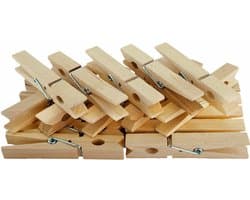 Wasknijpers - 50x st - naturel -7 cm - hout - knijpers - hobby - Kaartjes ophangen