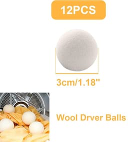 Drogerballen, drogerballen van natuurlijke wol, drogerballen voor de wasdroger, set van 12, droogballen van 100% pure - ShopVlot — thumbnail 2