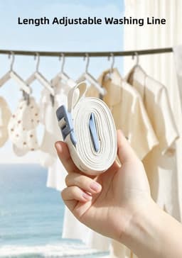 3,5 m verstelbare nylon waslijn, brede singelband kledingtouw met 34 pinnen gaten voor balkon camping — thumbnail 4