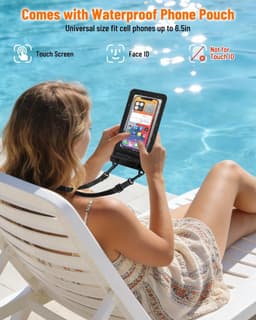 Rugzak, 20 l/30 l, waterdichte tassen met waterdichte telefoontas, drijvende strandtas voor zwemmen, kamperen, boottochten, kajakken, vissen, zwart., 20 Grande longueur, Waterdichte — thumbnail 5