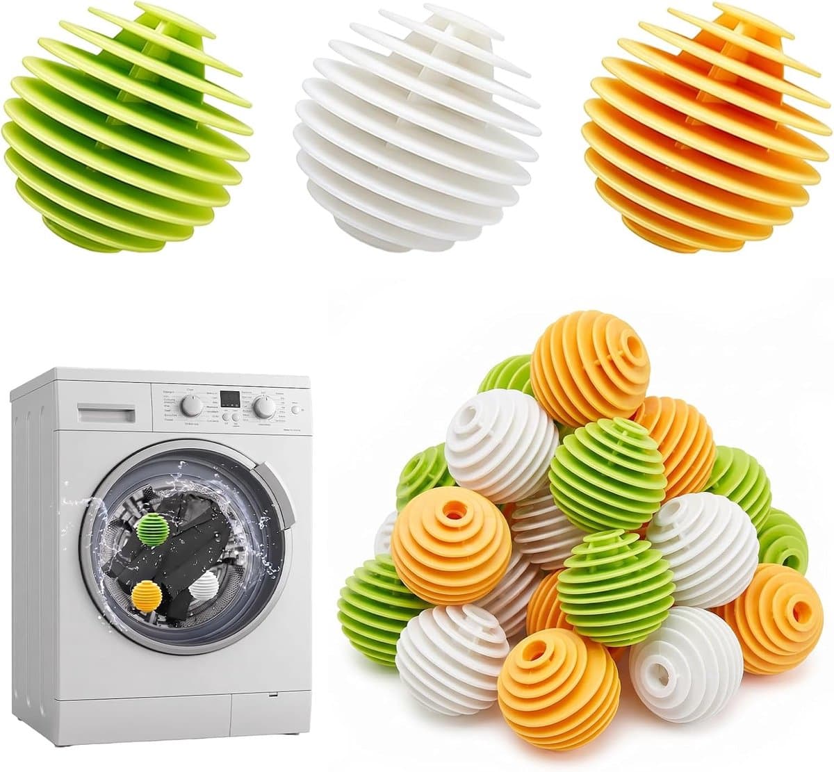 15-delige set wasballen voor wasmachines en drogers, siliconen droogballen, herbruikbare wasballen om kreukels en klitten te verminderen, wasballenset — afbeelding 1