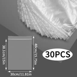 Hersluitbare Doorzichtige Plastic Zakken - Transparant - 30 x 40 cm - 30 Stuks - Voor Opslag van Kleding, Voedsel en Kantoorbenodigdheden — thumbnail 4